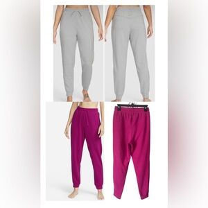 Nike Dri-FIT Yoga joggers in Pink and gray set